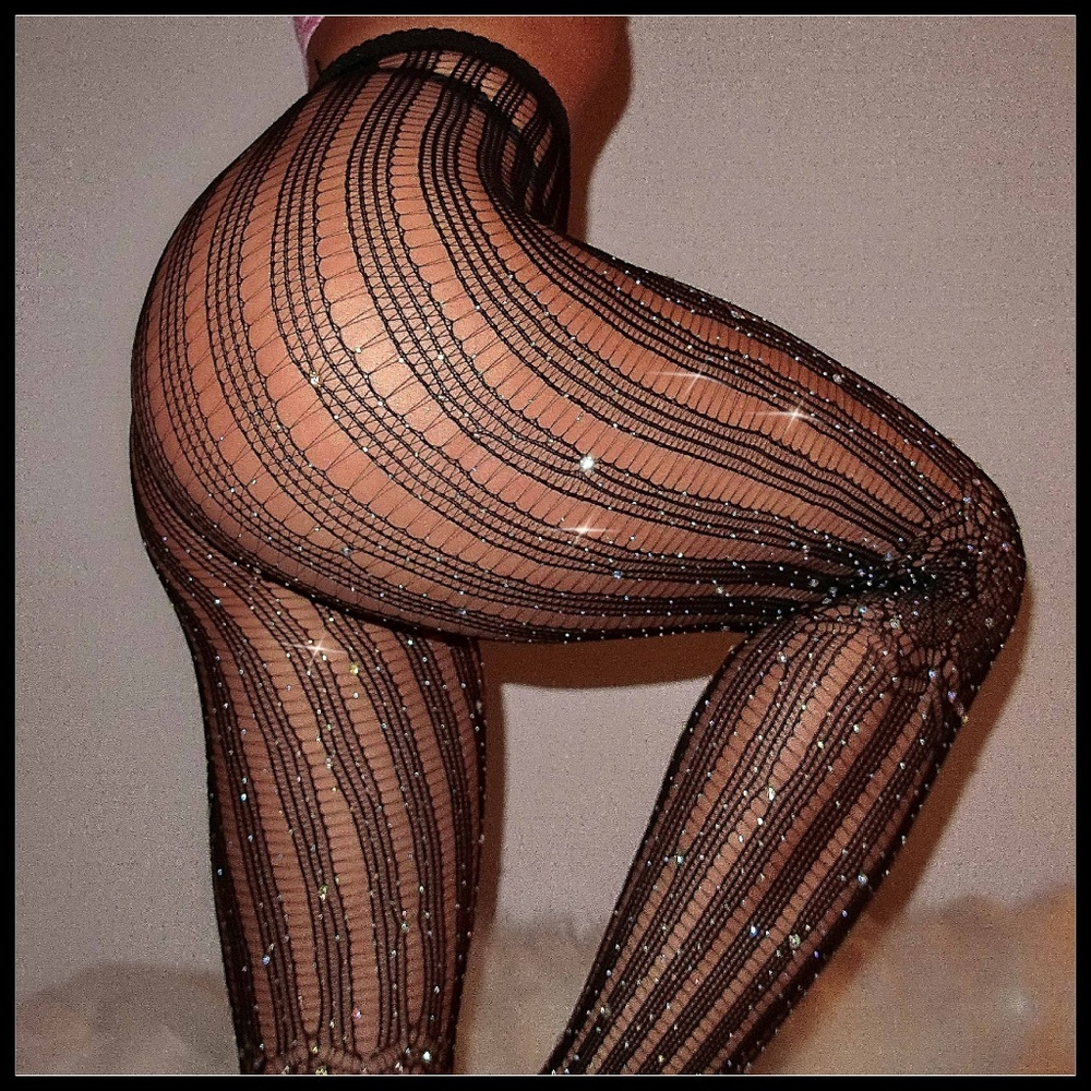 ❤️NEW Sexy Bling Stripe Fishnet Stockings #D36 - Picture 2 of 4